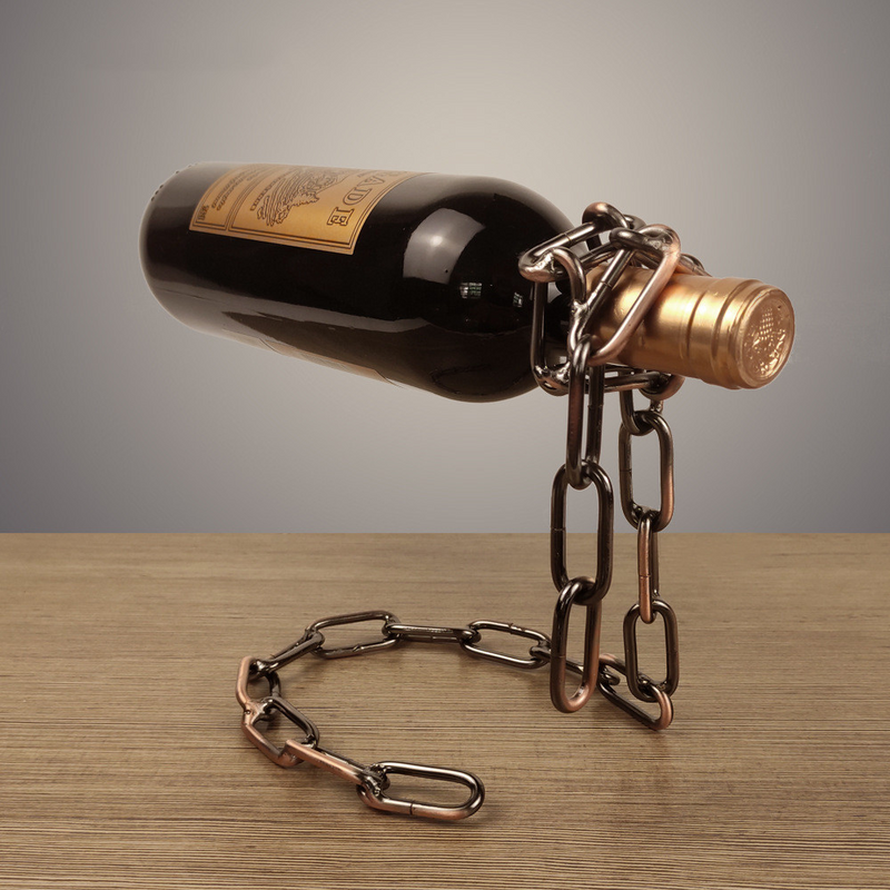 Creative Suspension Iron Chain Wine Bottle Holder